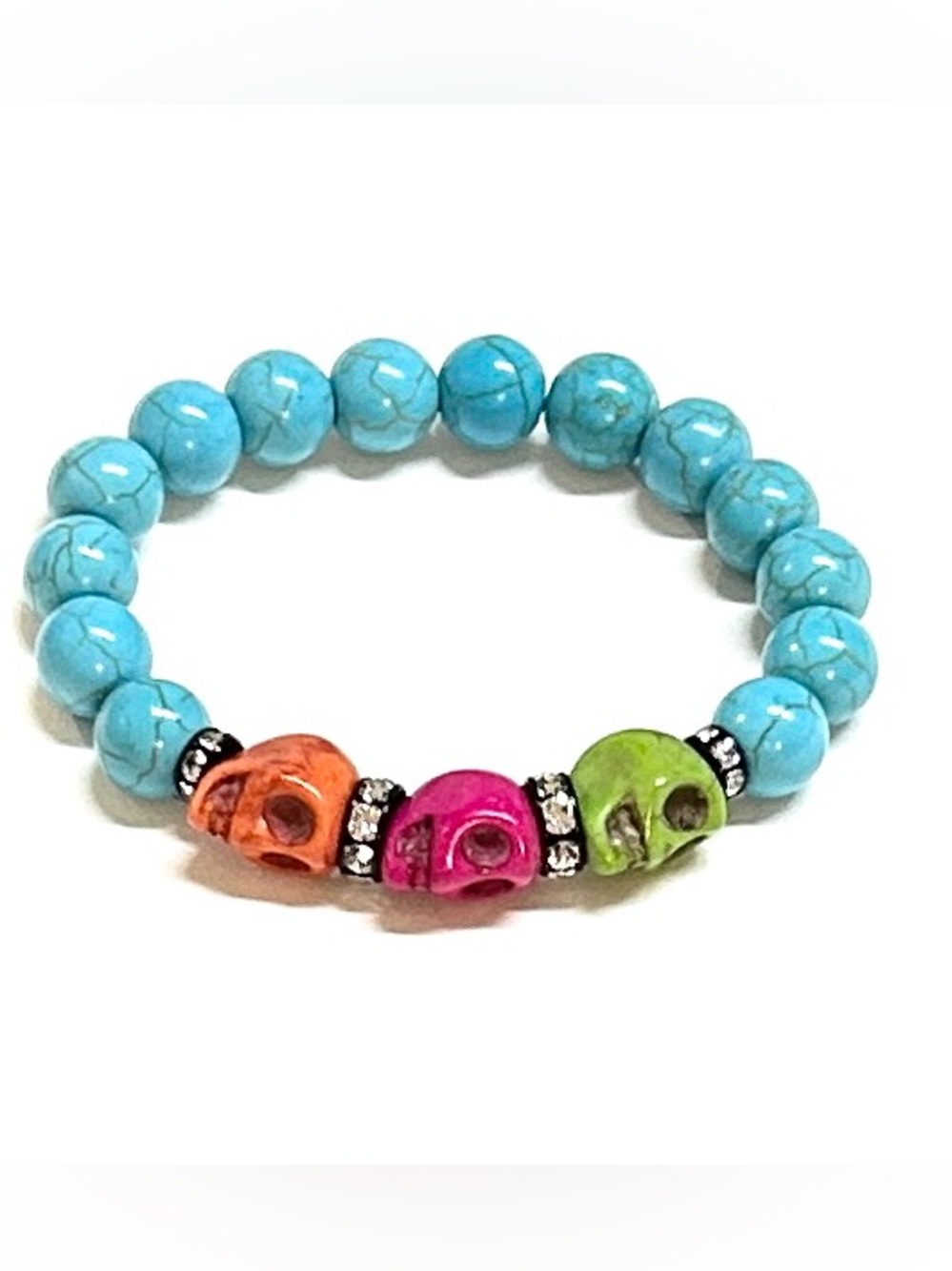 Skull Stretchy Bracelet for Halloween Colorful and Whimsical Spooky Jewelry 7 In